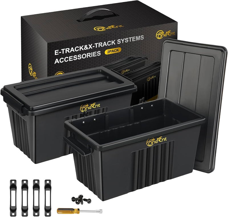 Onesnt 2 Pack E-Track Basket Storage Bin for E Track Accessories for Enclosed Trailer- System to Tool Organizer Workshop, Garage - Image 1